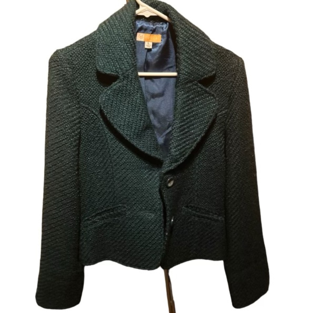 Tweed Blazer/Jacket w/ Satin insert. Size L but I would say fits more medium